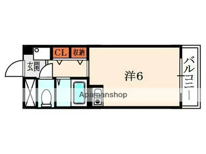 ツインビルB棟(ワンルーム/3階)の間取り写真