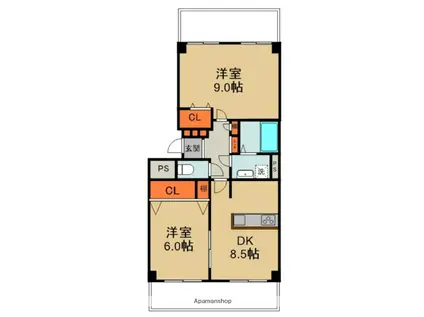 エバーグリーン門真(2DK/5階)の間取り写真