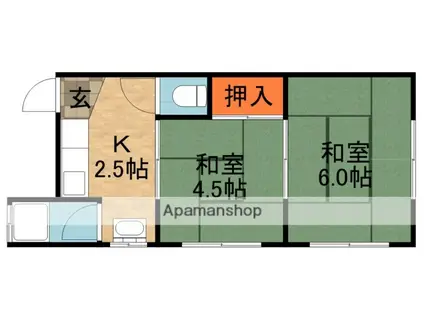 山田マンション(2K/2階)の間取り写真