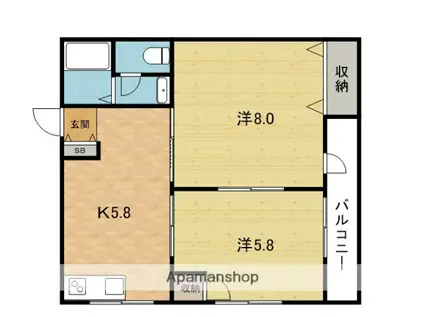 メゾン天の川(2K/2階)の間取り写真