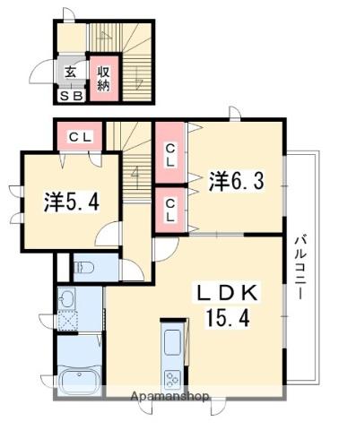 コリーヌメゾン東香里園(2LDK/2階)の間取り写真