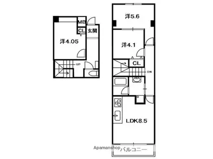 レオン光善寺Ⅱ(3DK/2階)の間取り写真