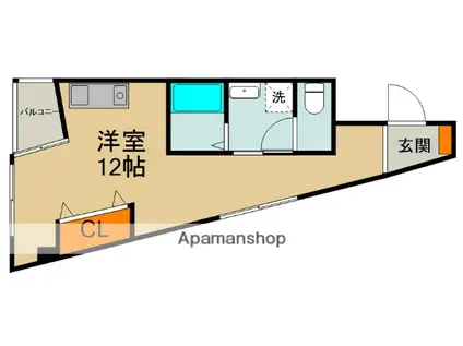 幸福ハイツ(ワンルーム/4階)の間取り写真