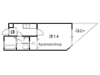 エムチェックビル(1K/4階)の間取り写真