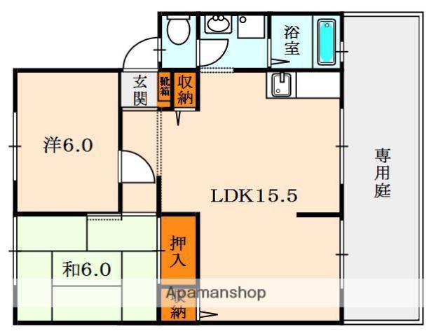 天の川パールハイツ(2LDK/1階)の間取り写真