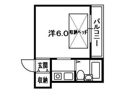 御殿山1棟マンション(ワンルーム/1階)の間取り写真