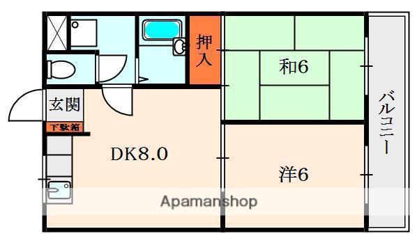 ルアージュA棟B棟(2DK/2階)の間取り写真
