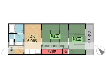 シャルマンKUROBE(2DK/2階)の間取り写真