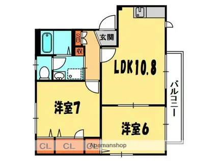 シャーメゾン PALB棟(2LDK/2階)の間取り写真