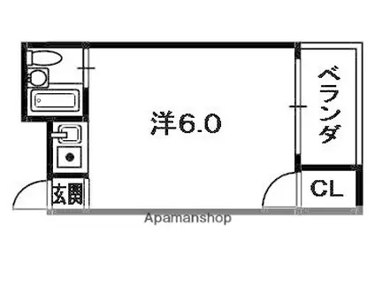 ハマンション枚方元町(ワンルーム/4階)の間取り写真
