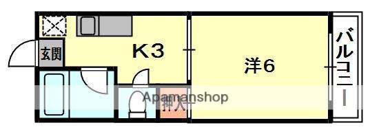 高瀬ハイツⅢ(1K/3階)の間取り写真