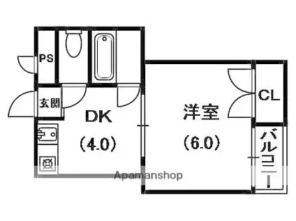 花パーク・エム(1DK/1階)の間取り写真