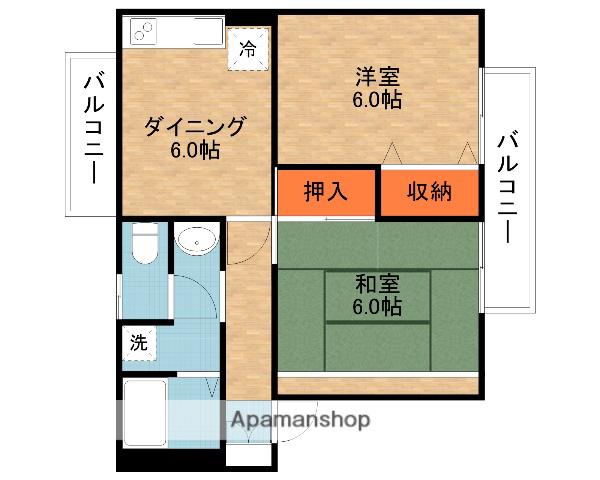 クレール津田(2DK/2階)の間取り写真