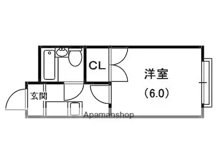 三島ハイツ(1K/2階)の間取り写真