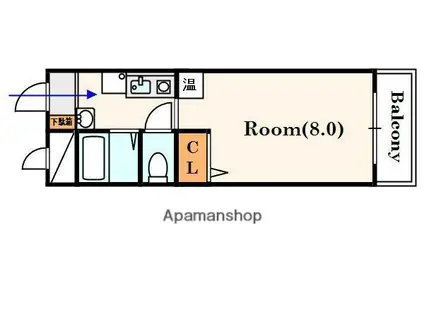 サンドール山口(1K/2階)の間取り写真