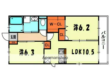 アインオルデントリッヒハオス(2LDK/2階)の間取り写真