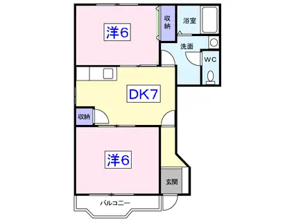 リエージュ(2DK/1階)の間取り写真