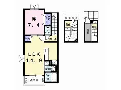 トレミカーサ星の森(1LDK/3階)の間取り写真