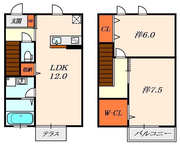 プランドール(2LDK/1階)の間取り写真