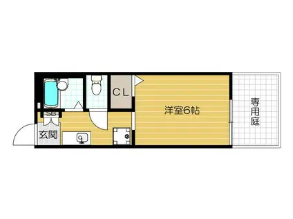 TRANQUIL(1K/1階)の間取り写真