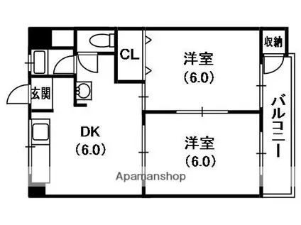 マンション末広(1K/3階)の間取り写真
