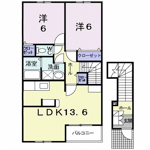 ピュア ファウンテン ヴィラⅡ(2LDK/2階)の間取り写真