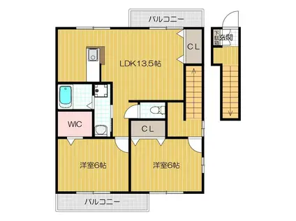 ラーク・ブリエ南C(2LDK/2階)の間取り写真