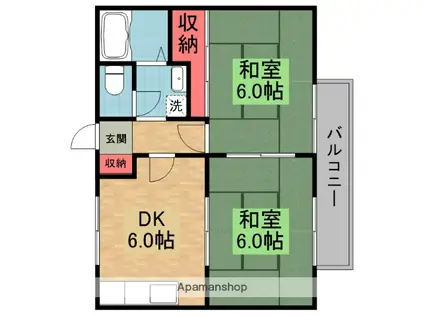 サンビレッジ枚方A棟(2DK/1階)の間取り写真