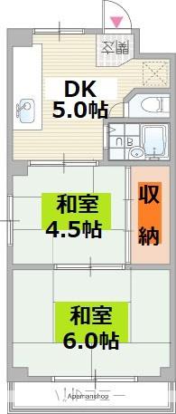 ラフォーレ古川橋(2DK/1階)の間取り写真