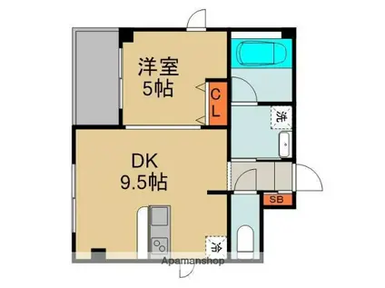 ミサワレジデンス柳田町(1LDK/1階)の間取り写真