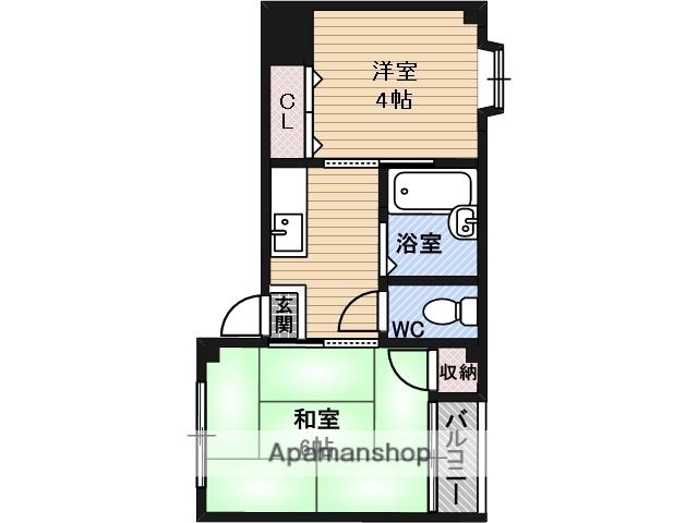 オペル1番館(ワンルーム/3階)の間取り写真