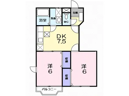 オリーブ長尾(2DK/1階)の間取り写真
