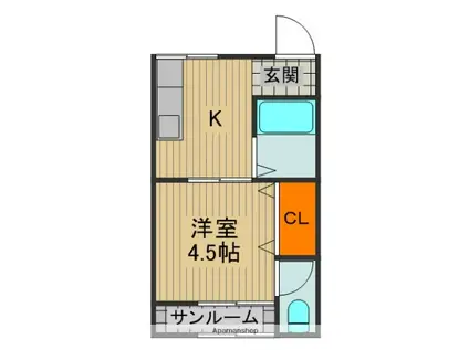 ロイヤル大池(1K/2階)の間取り写真