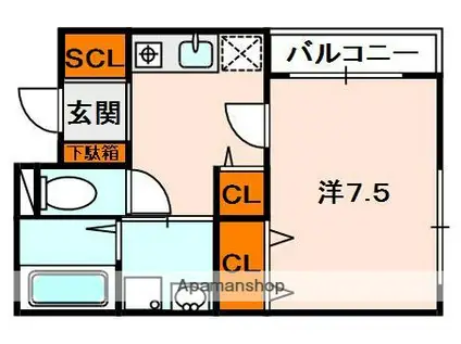 マノリアイースト(1K/2階)の間取り写真