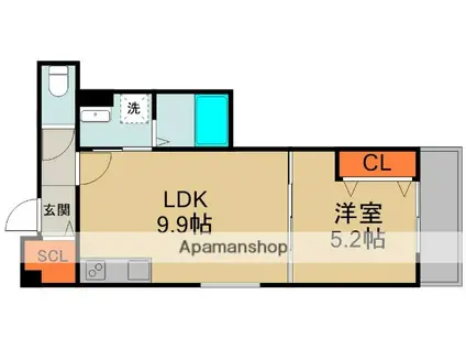 セレニティ八雲北町2丁目B棟(1LDK/1階)の間取り写真