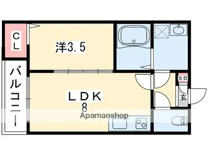 アッサンブレ(1LDK/1階)の間取り写真