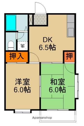 エルディム中田(2DK/1階)の間取り写真