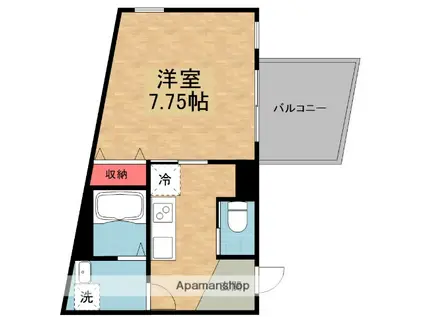 キャルムコート星田2番館(1K/2階)の間取り写真