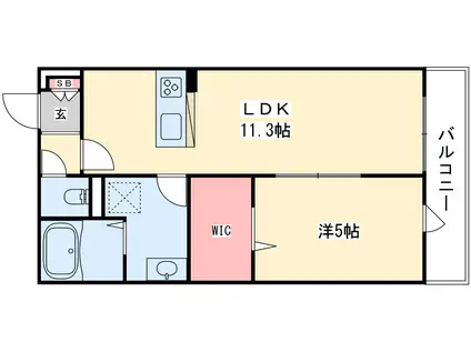 リブリ・ミストラル(1LDK/3階)の間取り写真