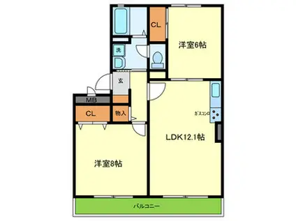 パストラル(3DK/2階)の間取り写真