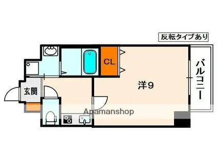 アライブ町楠葉(1K/3階)の間取り写真