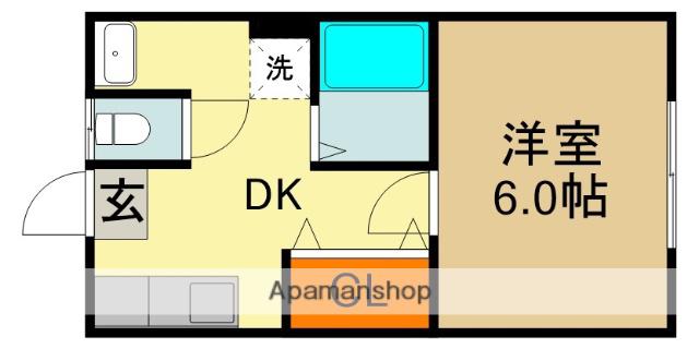 ペントハウス馬場町(1DK/4階)の間取り写真