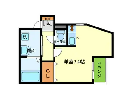 グランメールⅡ(ワンルーム/1階)の間取り写真