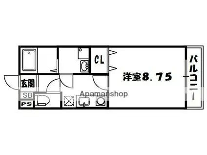 パーチェ伊加賀本町(1K/1階)の間取り写真
