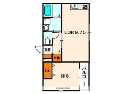 グランシャリオ招提3(1LDK/1階)の間取り写真
