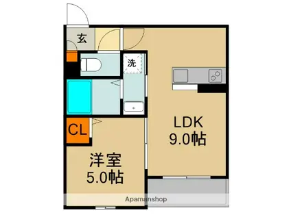 ALEGRIA古川橋 浜町(1LDK/2階)の間取り写真