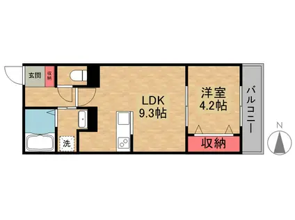 アート樟葉3(1LDK/1階)の間取り写真