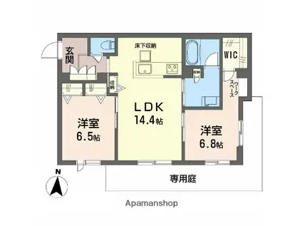 シャーメゾン レソール(2LDK/1階)の間取り写真