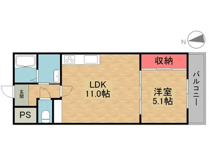 テレザート東船橋(1LDK/1階)の間取り写真