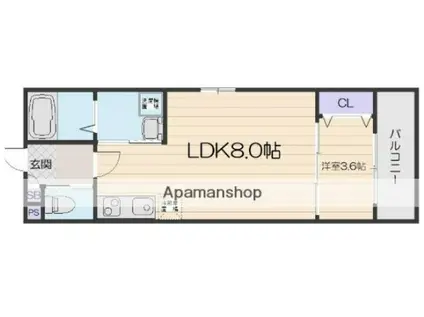 ALEGRIA古川橋Ⅱ(1LDK/2階)の間取り写真